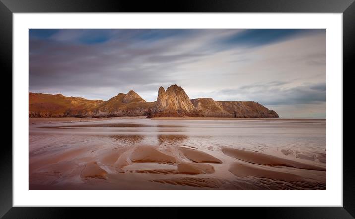 Sand ridges on Three Cliffs Bay Framed Mounted Print by Leighton Collins