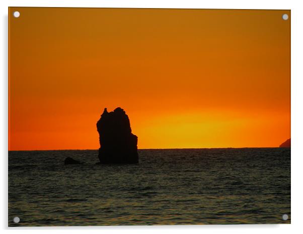 Sunset off the south coast of Sardinia Acrylic by Madeline Harris