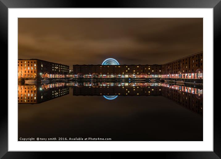 Albert Dock, Refections Framed Mounted Print by tony smith