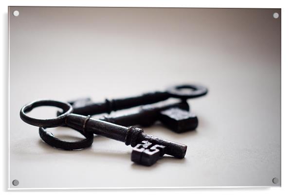 Keys, olde iron keys Acrylic by K. Appleseed.
