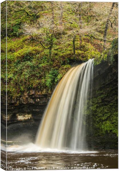 Scwd Gwladys Waterfall in Winter in the Vale of Ne Canvas Print by Nick Jenkins
