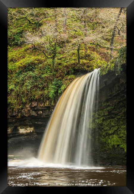 Scwd Gwladys Waterfall in Winter in the Vale of Ne Framed Print by Nick Jenkins
