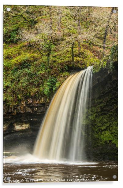 Scwd Gwladys Waterfall in Winter in the Vale of Ne Acrylic by Nick Jenkins