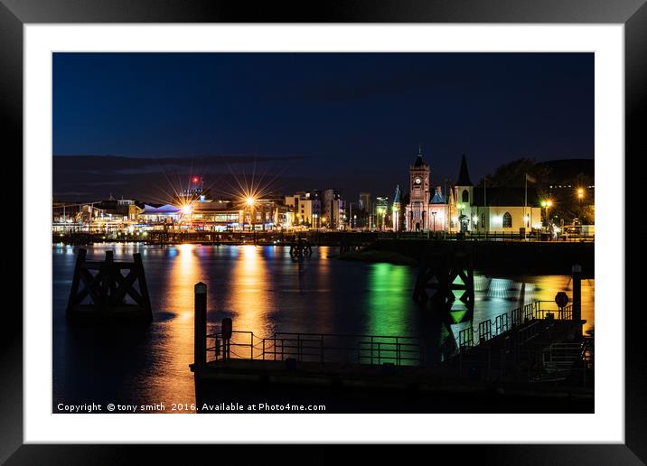 Reflections at Cardiff Bay Framed Mounted Print by tony smith