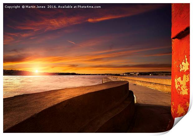 Berwick Breakwater Sunset Print by K7 Photography