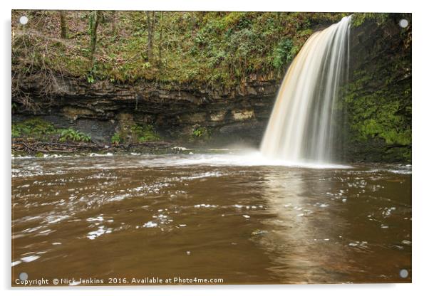 Scwd Gwladys Waterfall Vale of Neath Acrylic by Nick Jenkins