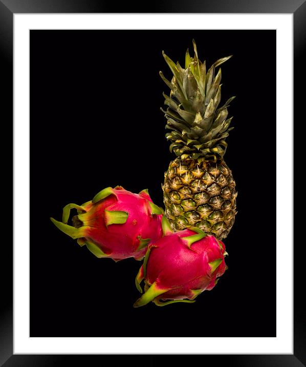 Pineapple and Dragon Fruit Framed Mounted Print by David French