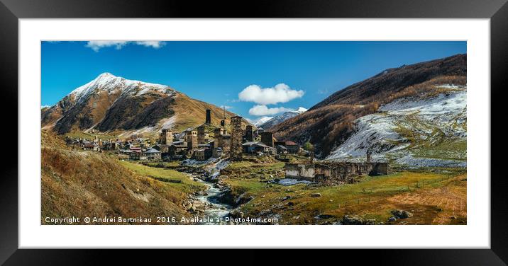 Svanetian Towers in Ushguli, Upper Svanetia, Georg Framed Mounted Print by Andrei Bortnikau