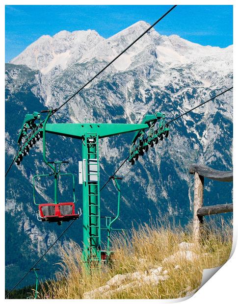 Mountain ski lift Print by Ranko Dokmanovic
