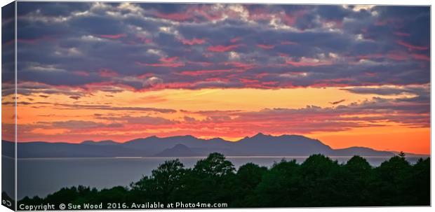 Sunset over Arran Canvas Print by Sue Wood