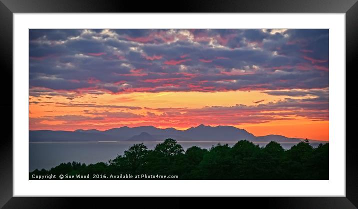 Sunset over Arran Framed Mounted Print by Sue Wood