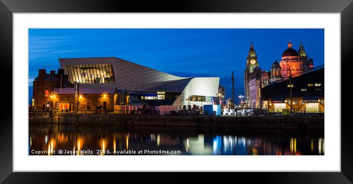 Pier Head panorama during the blue hour Framed Mounted Print by Jason Wells