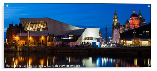 Pier Head panorama during the blue hour Acrylic by Jason Wells