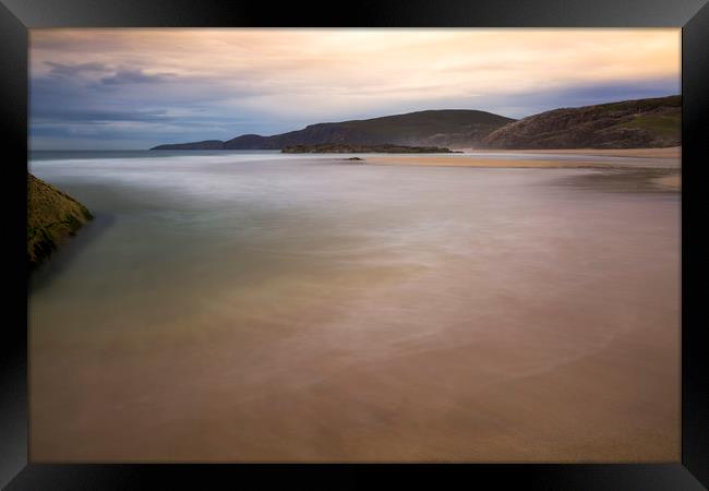 Sandwood Bay as the Sun Sets Framed Print by Derek Beattie