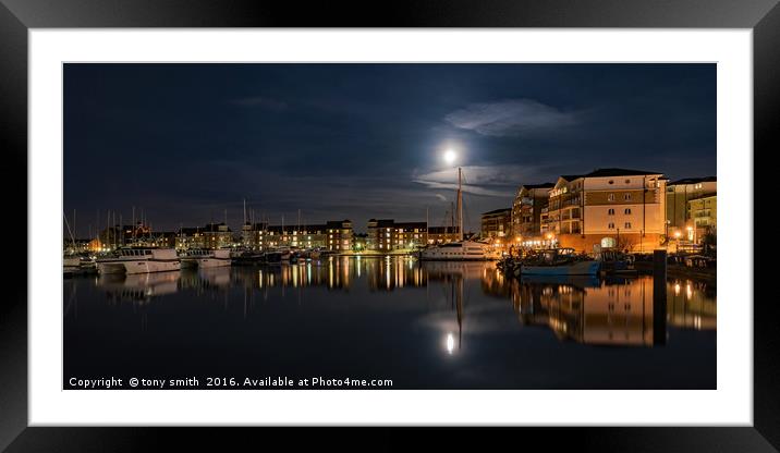 Sovereign Harbour blue hour  Framed Mounted Print by tony smith