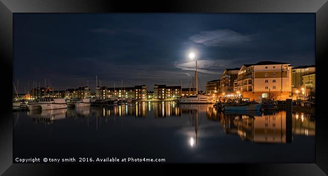 Sovereign Harbour blue hour  Framed Print by tony smith