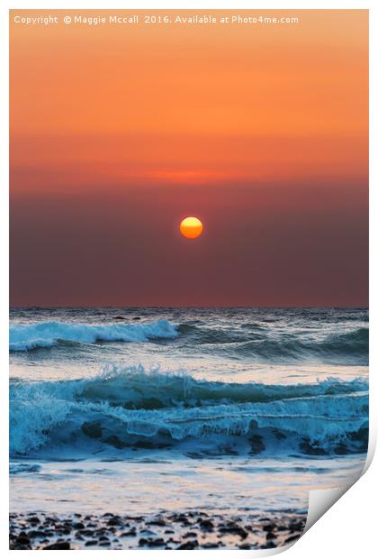 Widemouth Bay Sunset, Bude, Cornwall Print by Maggie McCall