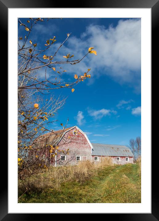 Canadian barn in Autumn Framed Mounted Print by George Cairns