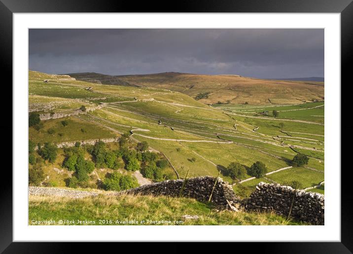 The Hills above Malham Cove Yorkshire Dales  Framed Mounted Print by Nick Jenkins