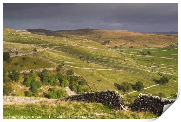 The Hills above Malham Cove Yorkshire Dales  Print by Nick Jenkins