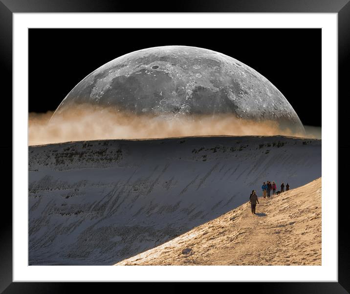 Supermoon over Brecon Beacons Framed Mounted Print by Leighton Collins