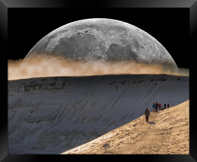 Supermoon over Brecon Beacons Framed Print by Leighton Collins