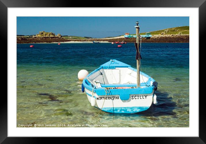 Northern Star Rowing Boat St Martins Scillies Framed Mounted Print by Nick Jenkins