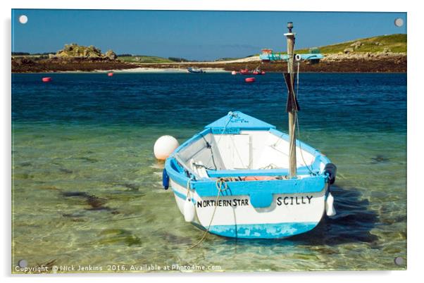 Northern Star Rowing Boat St Martins Scillies Acrylic by Nick Jenkins