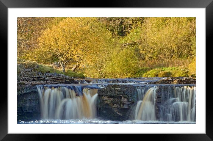 Wainwath Falls Yorkshire Dales Swaledale in Autumn Framed Mounted Print by Nick Jenkins