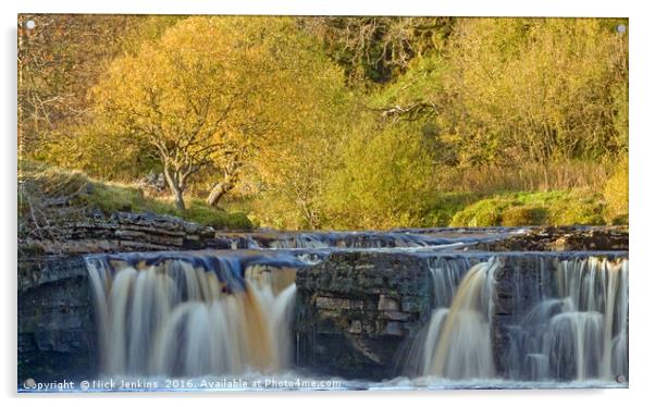 Wainwath Falls Yorkshire Dales Swaledale in Autumn Acrylic by Nick Jenkins