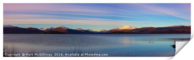 Winter Sunset on Loch Lomond - 2 Print by Mark McGillivray