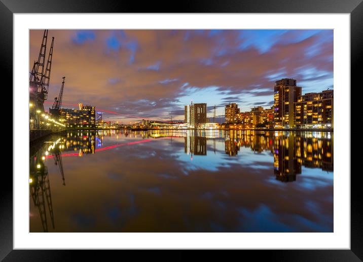 London Royal Victoria docks reflections at dusk Framed Mounted Print by Daugirdas Racys