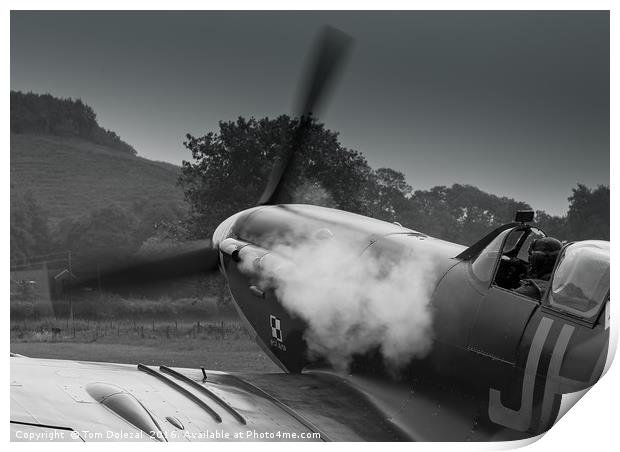 Smoky Spitfire start up. Print by Tom Dolezal