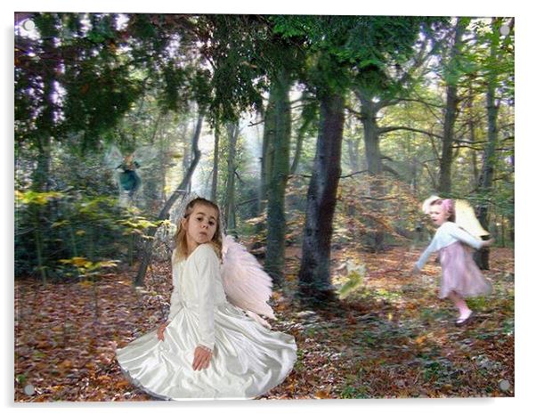 Fairies in the wood Acrylic by Mark Hobson