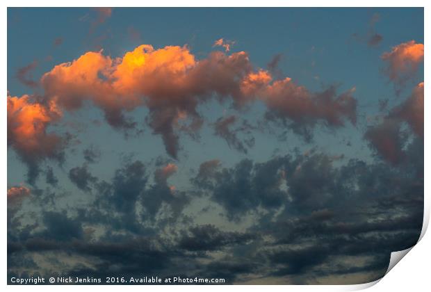 Sun Dancing Evening Clouds Print by Nick Jenkins