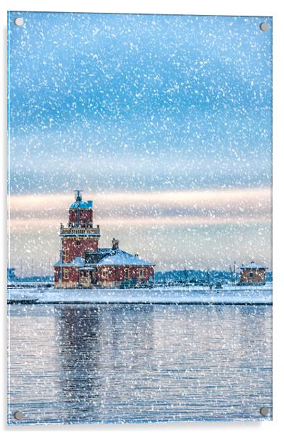 Helsingborg Lighthouse Winter Weather Acrylic by Antony McAulay