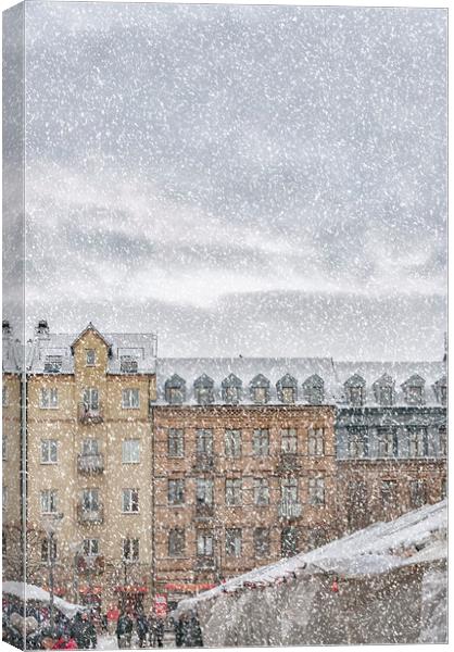 Helsingborg Market Winter Weather Canvas Print by Antony McAulay
