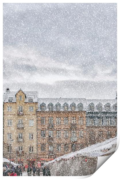 Helsingborg Market Winter Weather Print by Antony McAulay