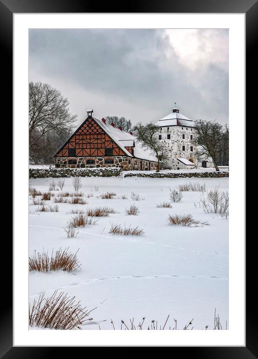Hovdala Castle Gardens in Winter Framed Mounted Print by Antony McAulay