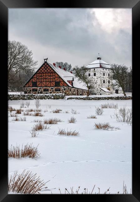 Hovdala Castle Gardens in Winter Framed Print by Antony McAulay