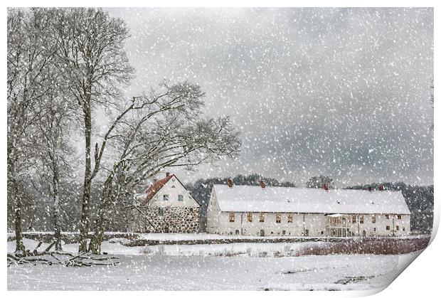 Hovdala Castle in Winter Print by Antony McAulay