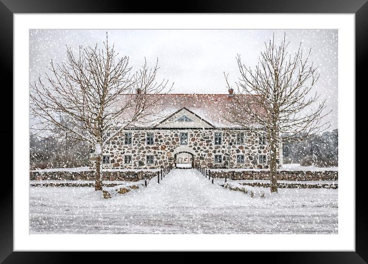 Hovdala Castle Main house in Winter Framed Mounted Print by Antony McAulay