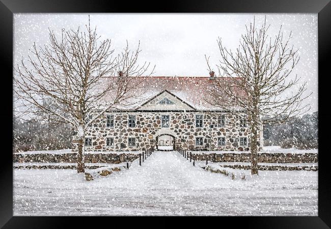 Hovdala Castle Main house in Winter Framed Print by Antony McAulay