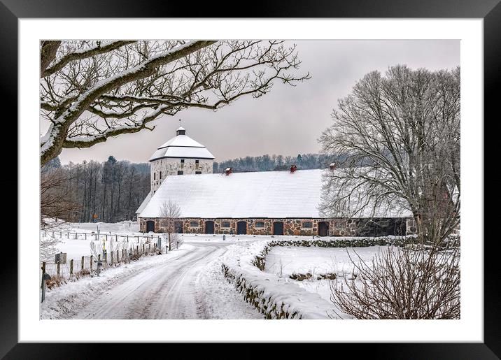 Hovdala Castle Stables in Winter Framed Mounted Print by Antony McAulay