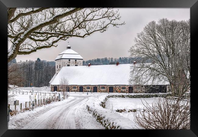 Hovdala Castle Stables in Winter Framed Print by Antony McAulay
