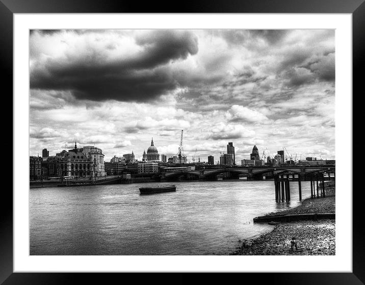 City of London Skyline in black and white Framed Mounted Print by Chris Day