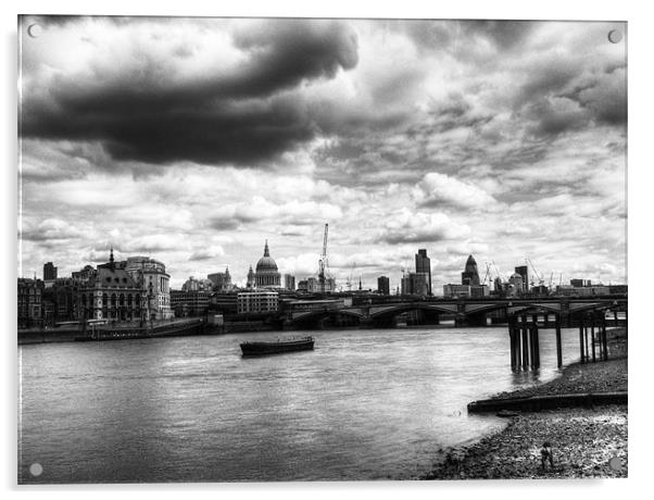 City of London Skyline in black and white Acrylic by Chris Day