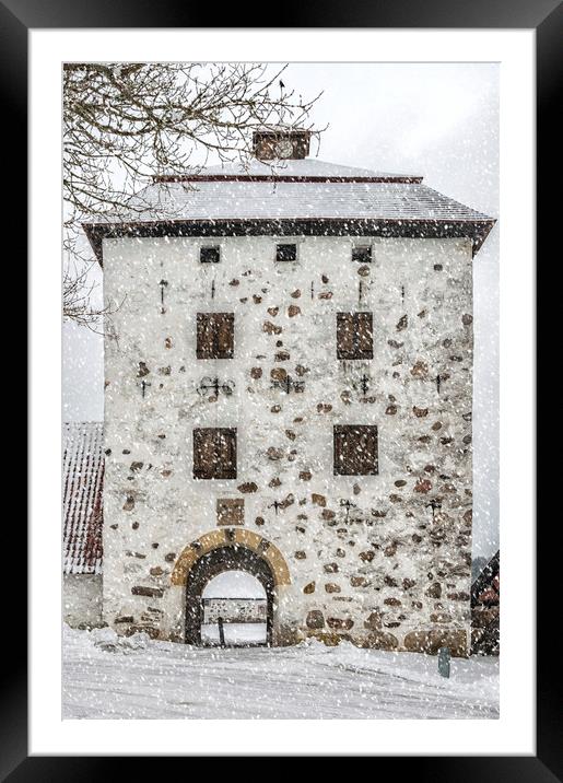 Hovdala Slott Gatehouse in Winter Framed Mounted Print by Antony McAulay