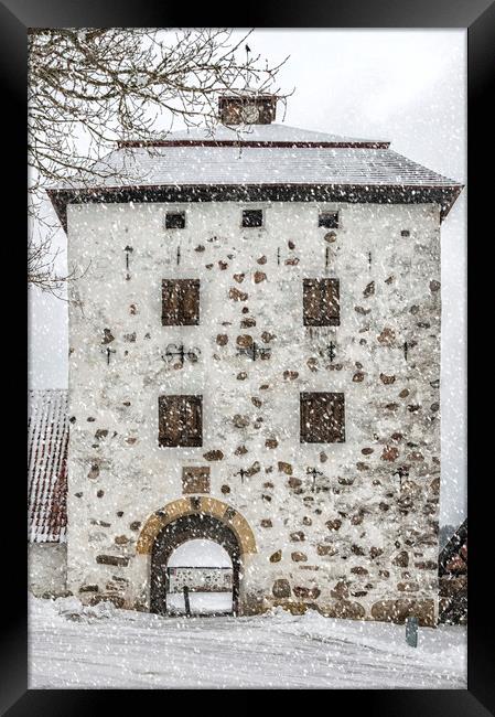 Hovdala Slott Gatehouse in Winter Framed Print by Antony McAulay