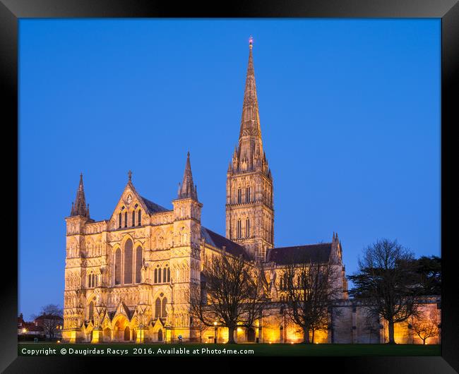 Salisbury Cathedral at twilight Framed Print by Daugirdas Racys